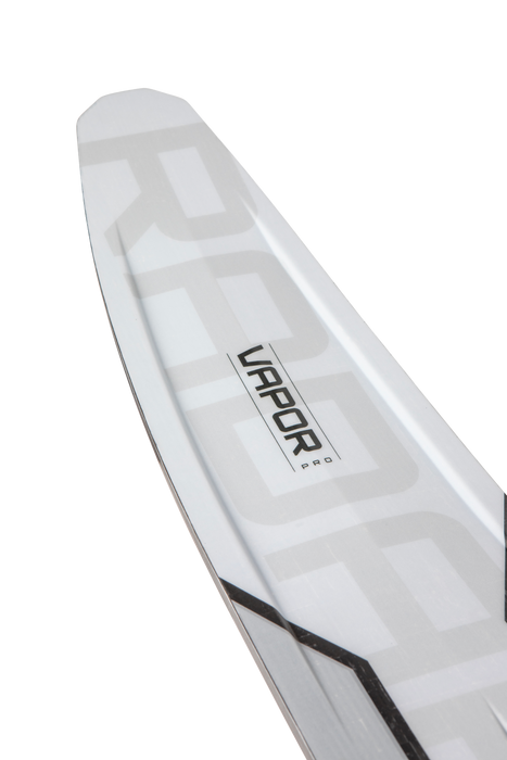 2027 Radar Vapor Pro Build Slalom Ski tip detail in Cloud White. 1