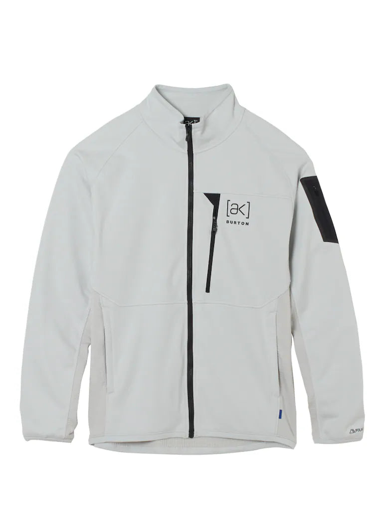 Burton AK Men's Helium Power Grid Full Zip Fleece Gray Cloud Burton AK Men's Helium Power Grid Full Zip Fleece Gray Cloud