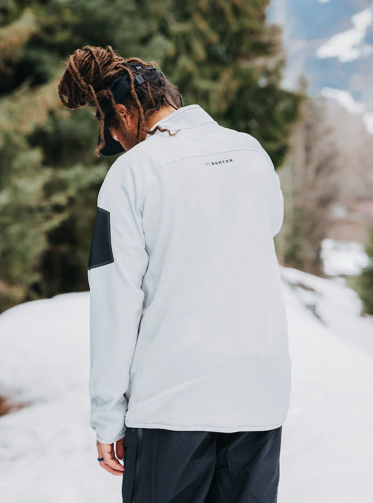 Burton AK Men's Helium Power Grid Full Zip Fleece Gray Cloud Burton AK Men's Helium Power Grid Full Zip Fleece Gray Cloud