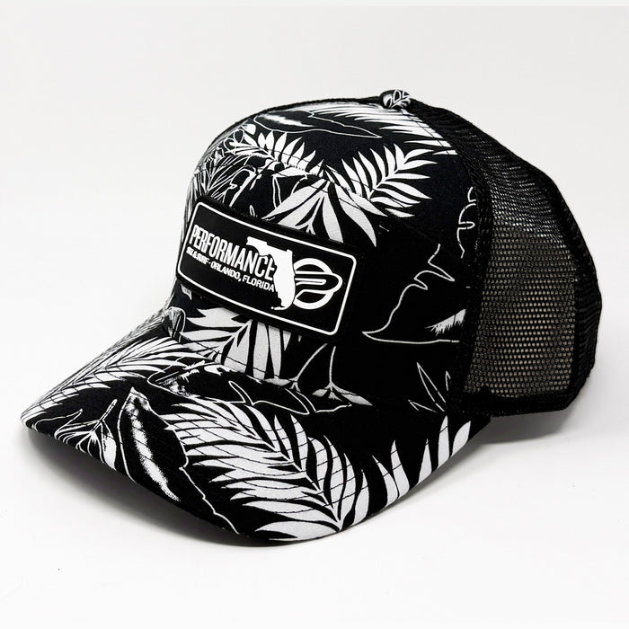 Performance Draftsman Hat Black White Floral
