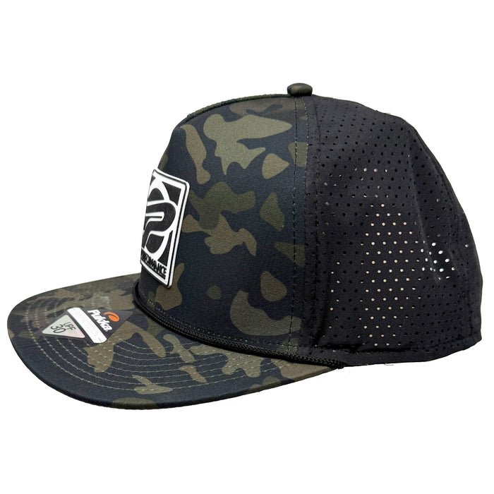 Performance Rubber P Logo Tech Snap Back Hat - Black Camo