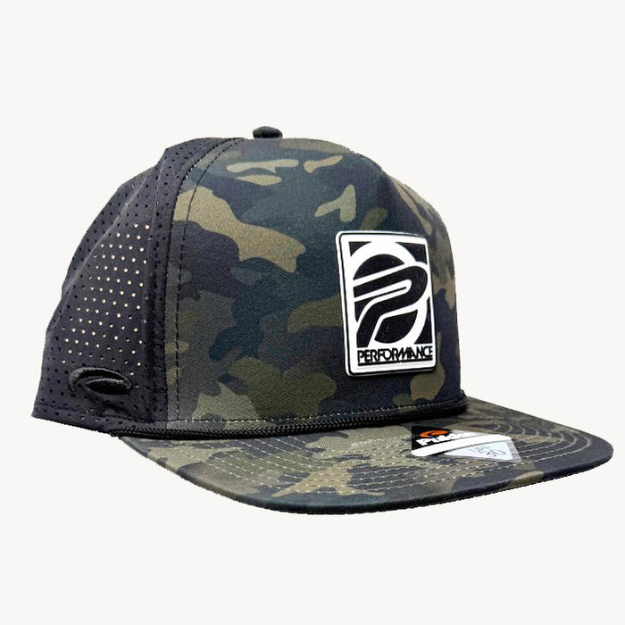 Performance Rubber P Logo Tech Snap Back Hat - Black Camo