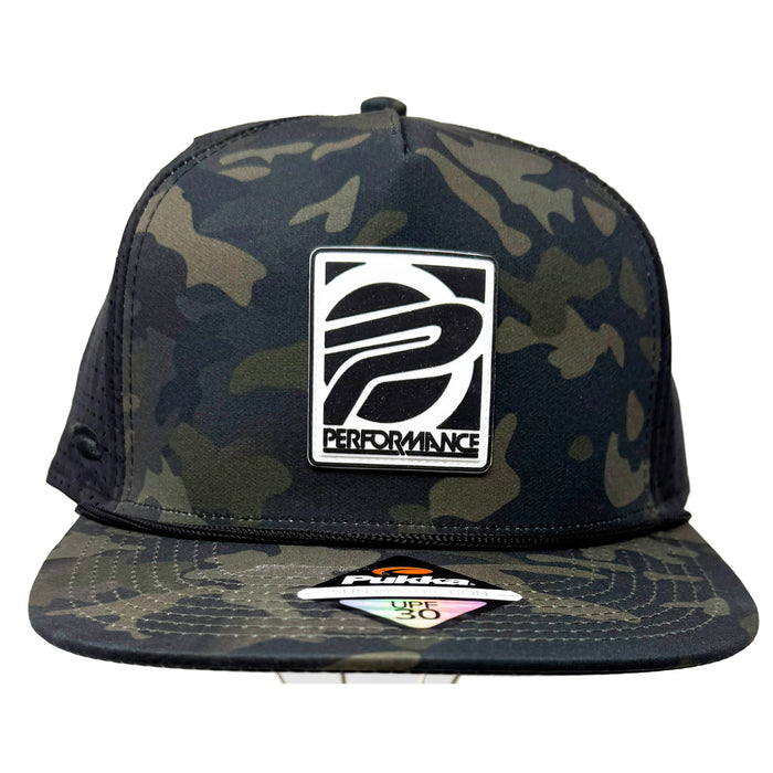 Performance Rubber P Logo Tech Snap Back Hat - Black Camo