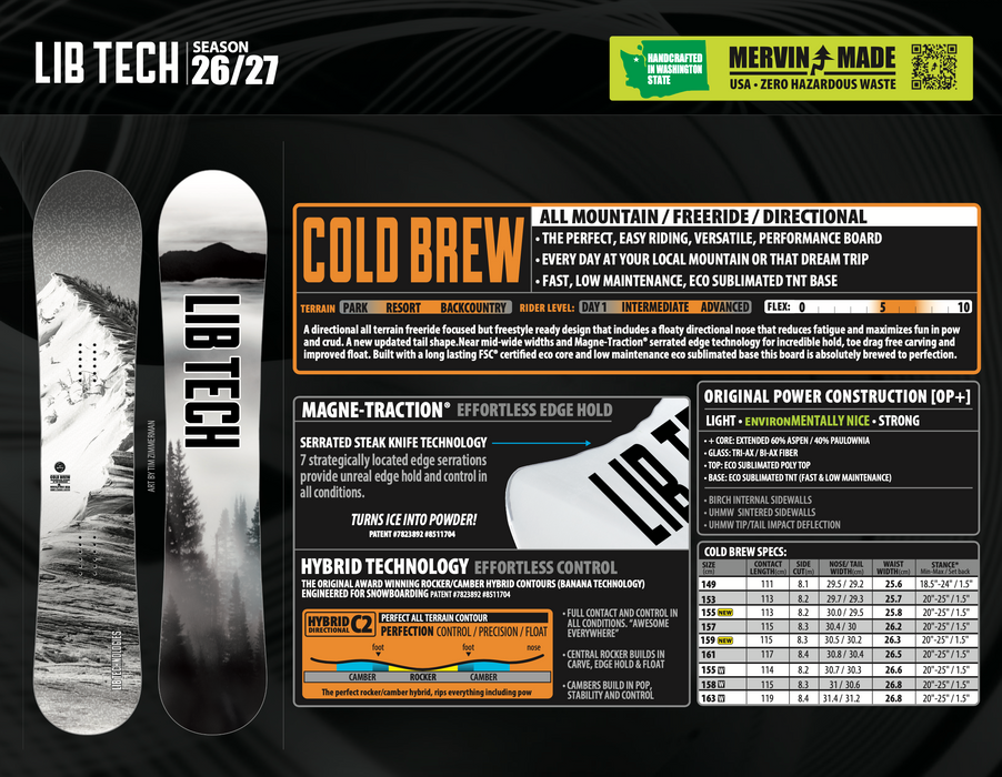 Lib Tech 2027 Cold Brew Snowboard