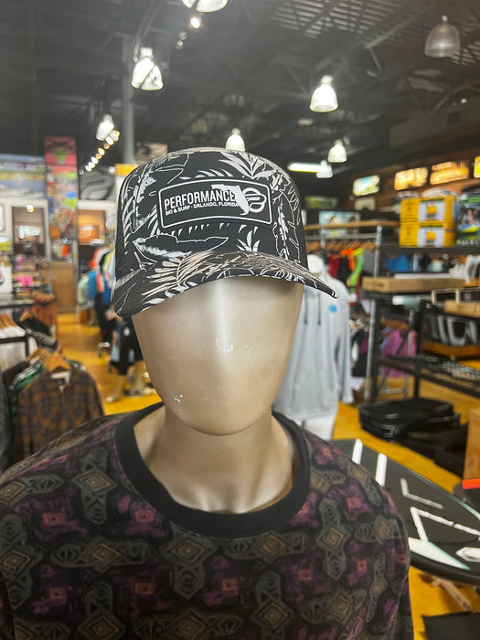 Performance Draftsman Hat Black White Floral
