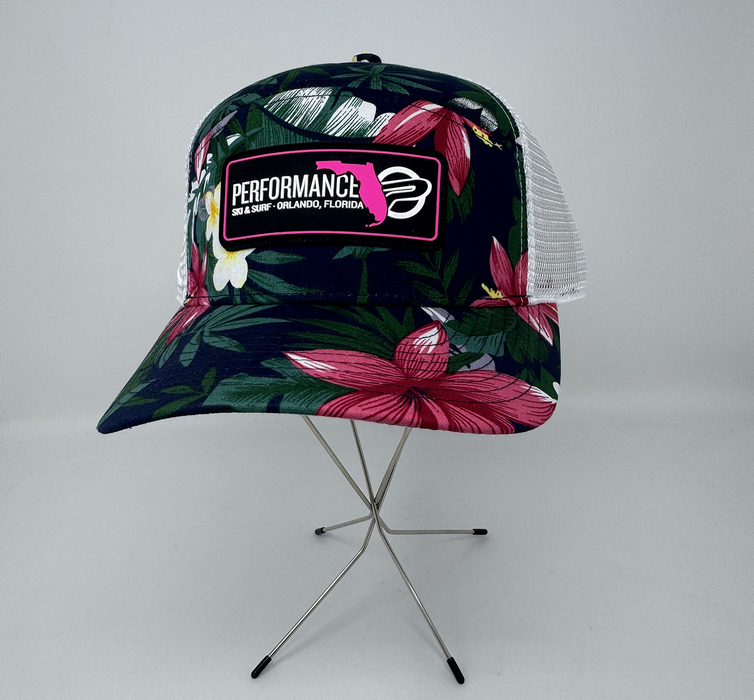 Performance Draftsman Hat Pink Navy Floral / White