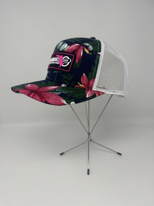 Performance Draftsman Hat Pink Navy Floral / White