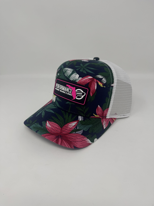 Performance Draftsman Hat Pink Navy Floral / White