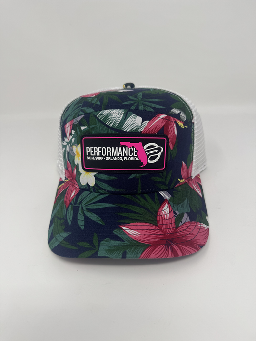 Performance Draftsman Hat Pink Navy Floral / White