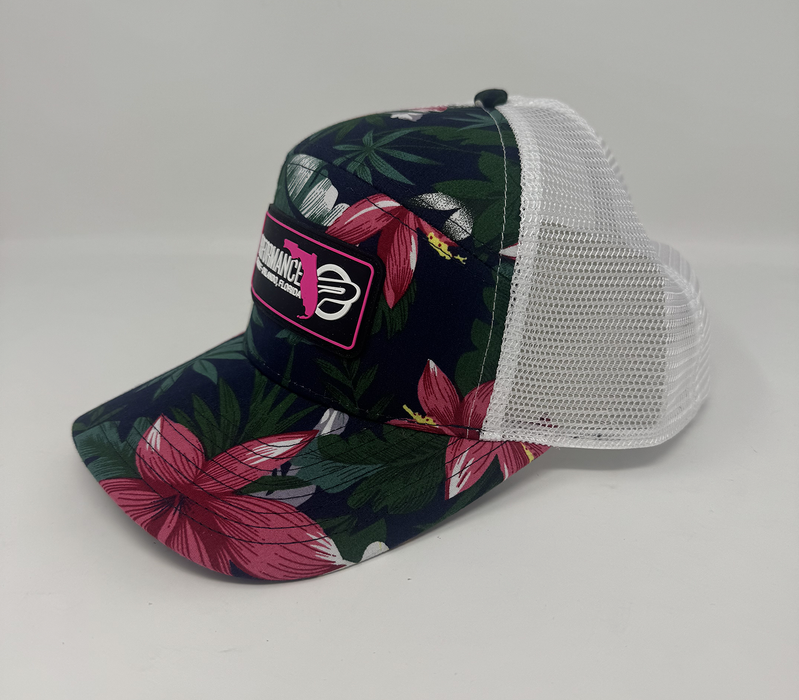 Performance Draftsman Hat Pink Navy Floral / White