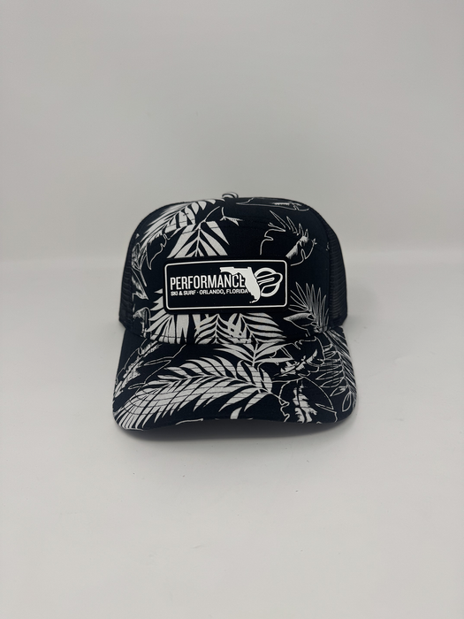 Performance Draftsman Hat Black White Floral