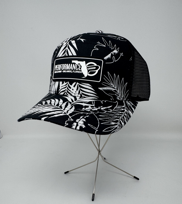 Performance Draftsman Hat Black White Floral