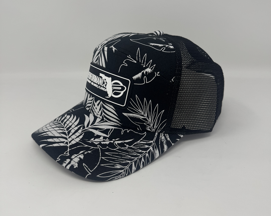 Performance Draftsman Hat Black White Floral