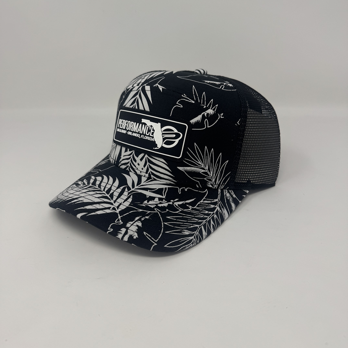 Performance Draftsman Hat Black White Floral
