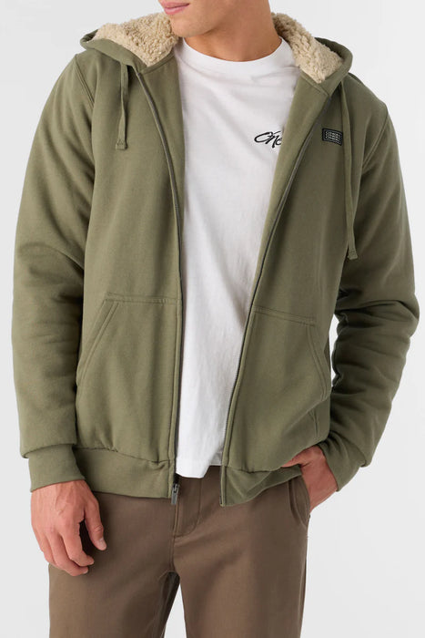 ONeill Fifty Two High Pile Fleece Lined Zip Hoody   - Deep Lichen Green