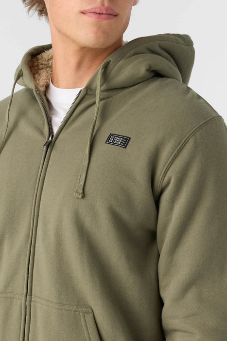 ONeill Fifty Two High Pile Fleece Lined Zip Hoody   - Deep Lichen Green