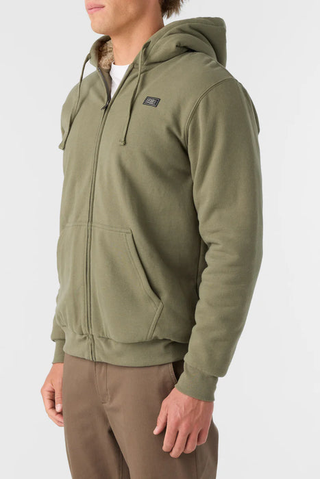 ONeill Fifty Two High Pile Fleece Lined Zip Hoody   - Deep Lichen Green