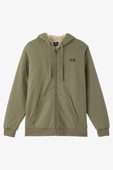 ONeill Fifty Two High Pile Fleece Lined Zip Hoody   - Deep Lichen Green