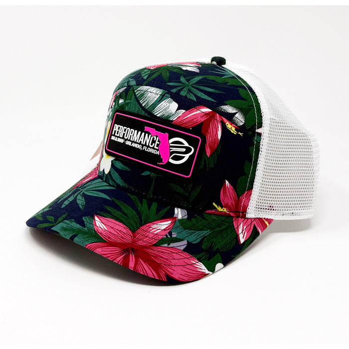 Performance Draftsman Hat Pink Navy Floral / White