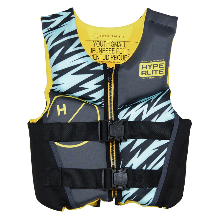 2027 Hyperlite Boys’ Youth Indy CGA Life Vest – Black/Yellow