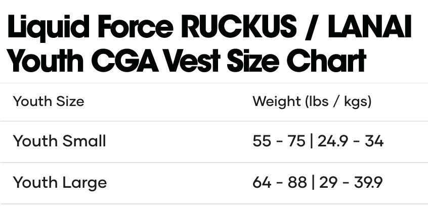 Liquid Force 2025 Ruckus Youth CGA Vest Hudson Black Boys