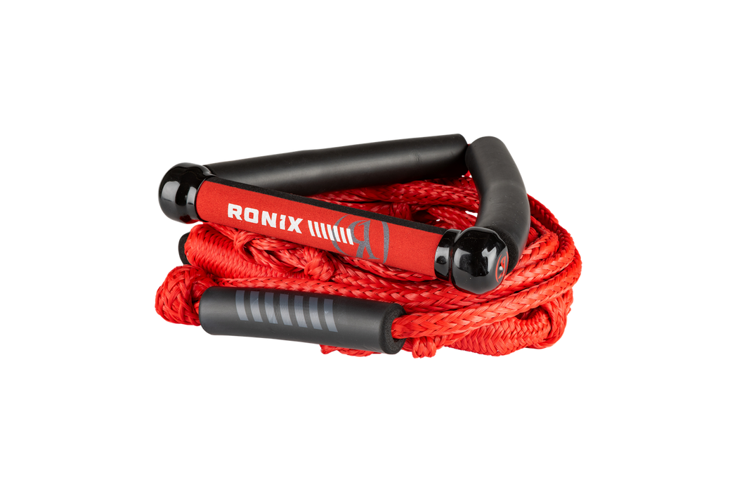 Ronix 2026 Bungee Surf Rope and Handle - 10 in. Handle w/25 ft. 5-Sect. PE Rope - Crimson Red