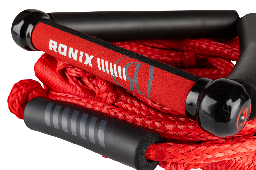 Ronix 2026 Bungee Surf Rope and Handle - 10 in. Handle w/25 ft. 5-Sect. PE Rope - Crimson Red