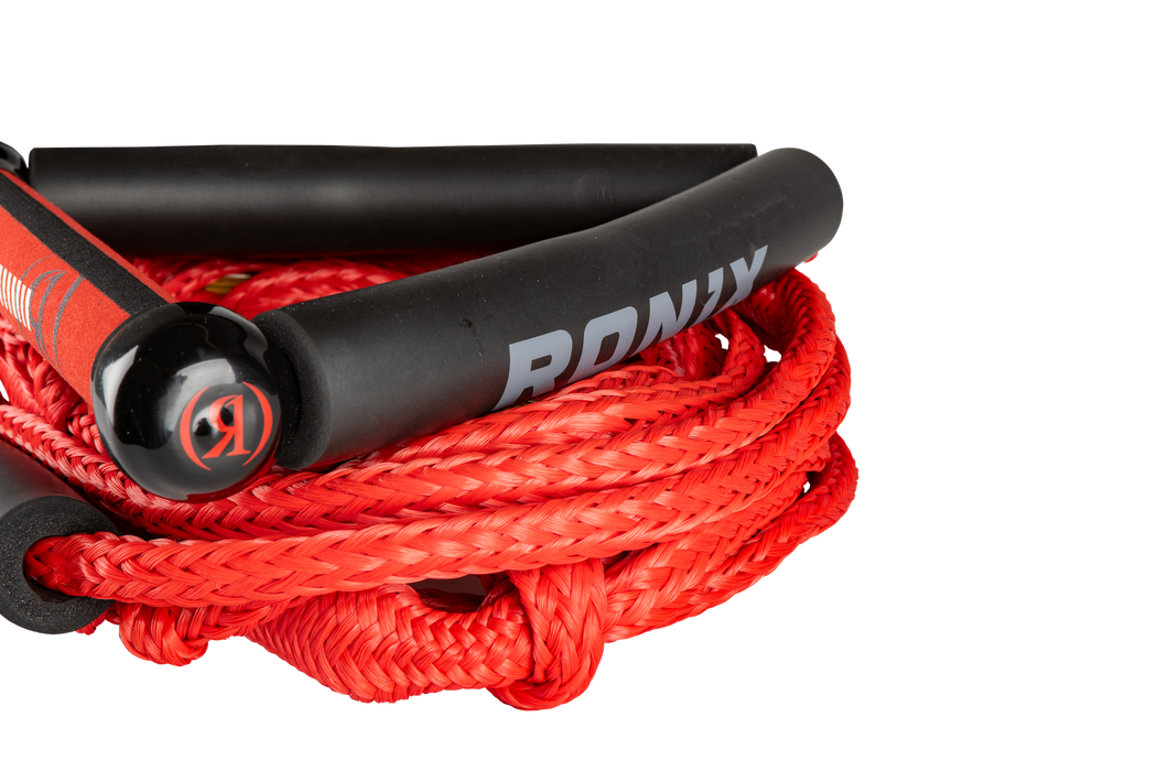 Ronix 2026 Bungee Surf Rope and Handle - 10 in. Handle w/25 ft. 5-Sect. PE Rope - Crimson Red