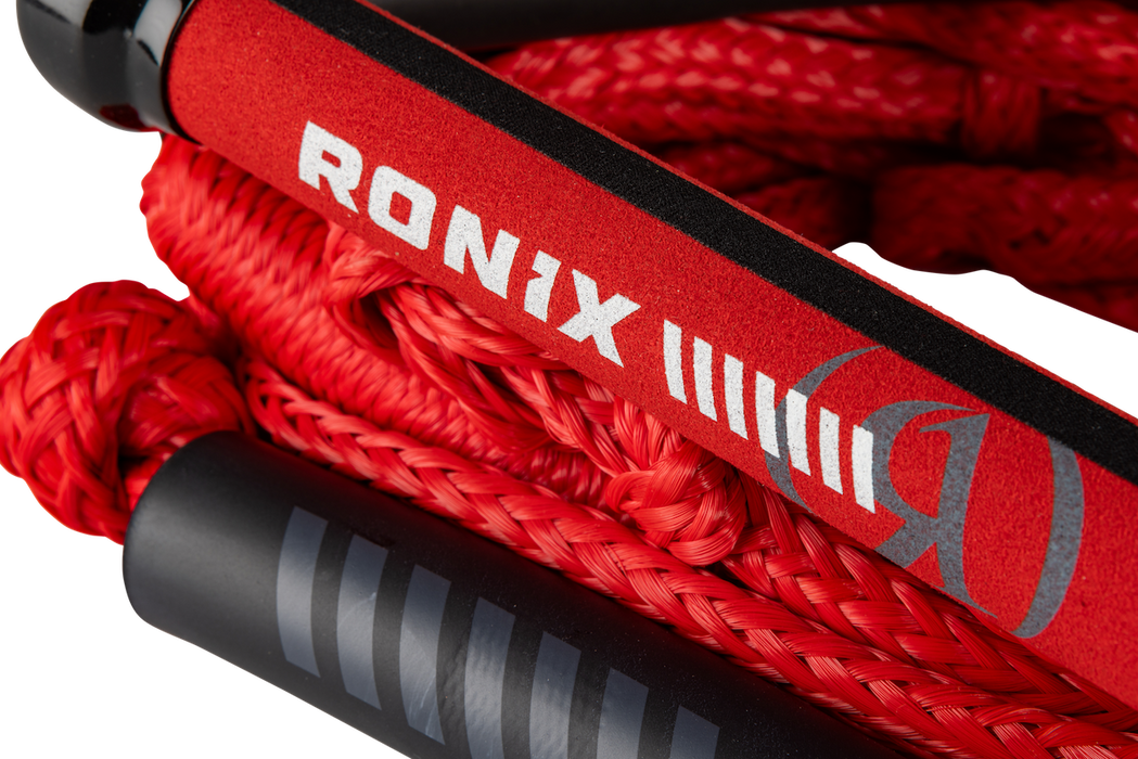 Ronix 2026 Bungee Surf Rope and Handle - 10 in. Handle w/25 ft. 5-Sect. PE Rope - Crimson Red