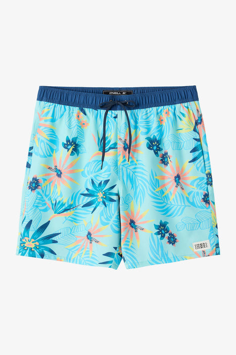 Oneill Hermosa Elastic Waist Lined 17 Swim Trunks Turquoise