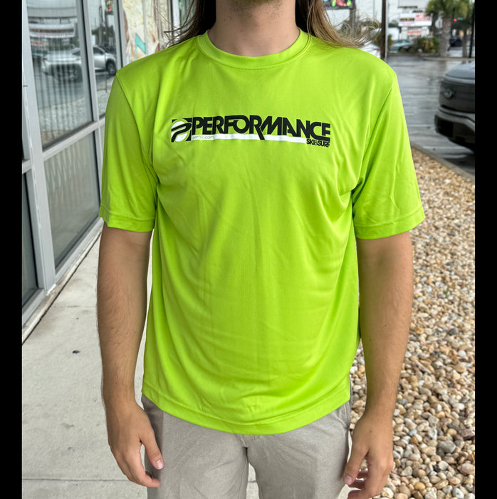 Performance Ski and Surf Mens Dryfit Short Sleeve Shirt Neon Green