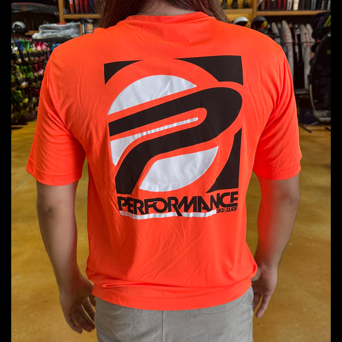 Performance Ski and Surf Mens Dryfit Short Sleeve Shirt Neon Orange