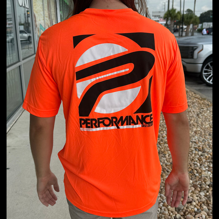 Performance Ski and Surf Mens Dryfit Short Sleeve Shirt Neon Orange