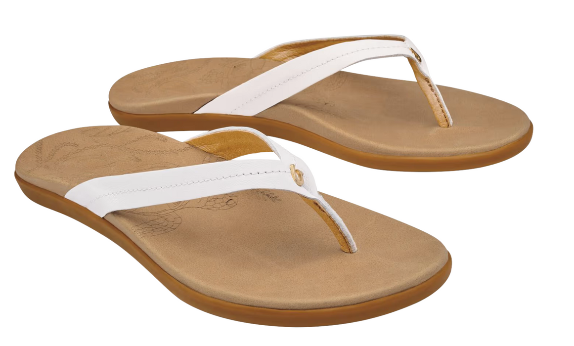 OluKai Hono Womens Sandal Bright White / Golden Sand