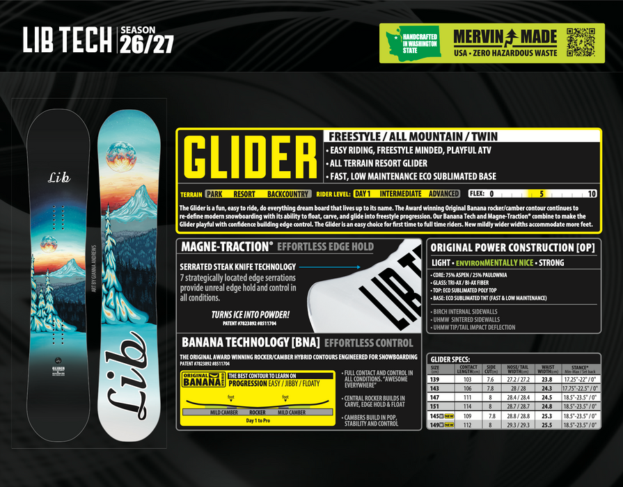 Lib Tech 2027 Glider Women's Snowboard