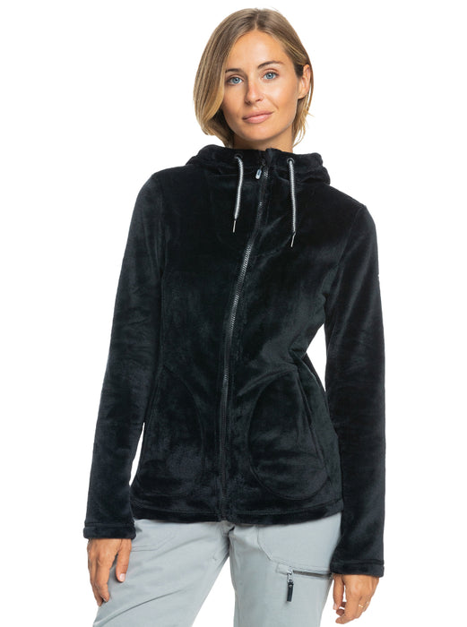 Roxy Tundra Hooded Fleece True Black - Black Cord