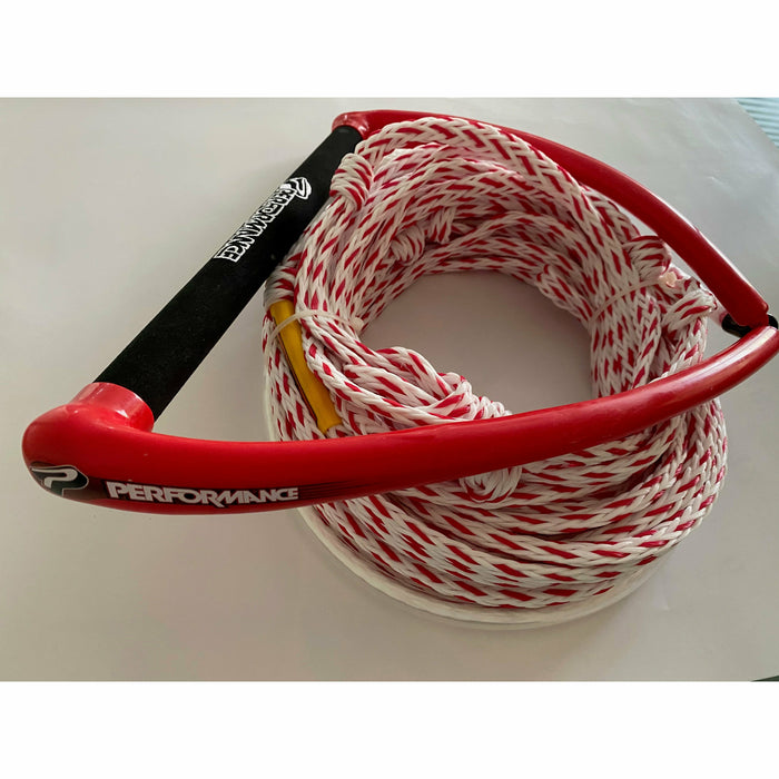 Performance Ski and Surf LG Pro Handle with Poly E Mainline 70 - Red-White